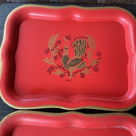 ✨ Vintage Maxey Peacock Tin Trays✨ - Picture 3 of 16